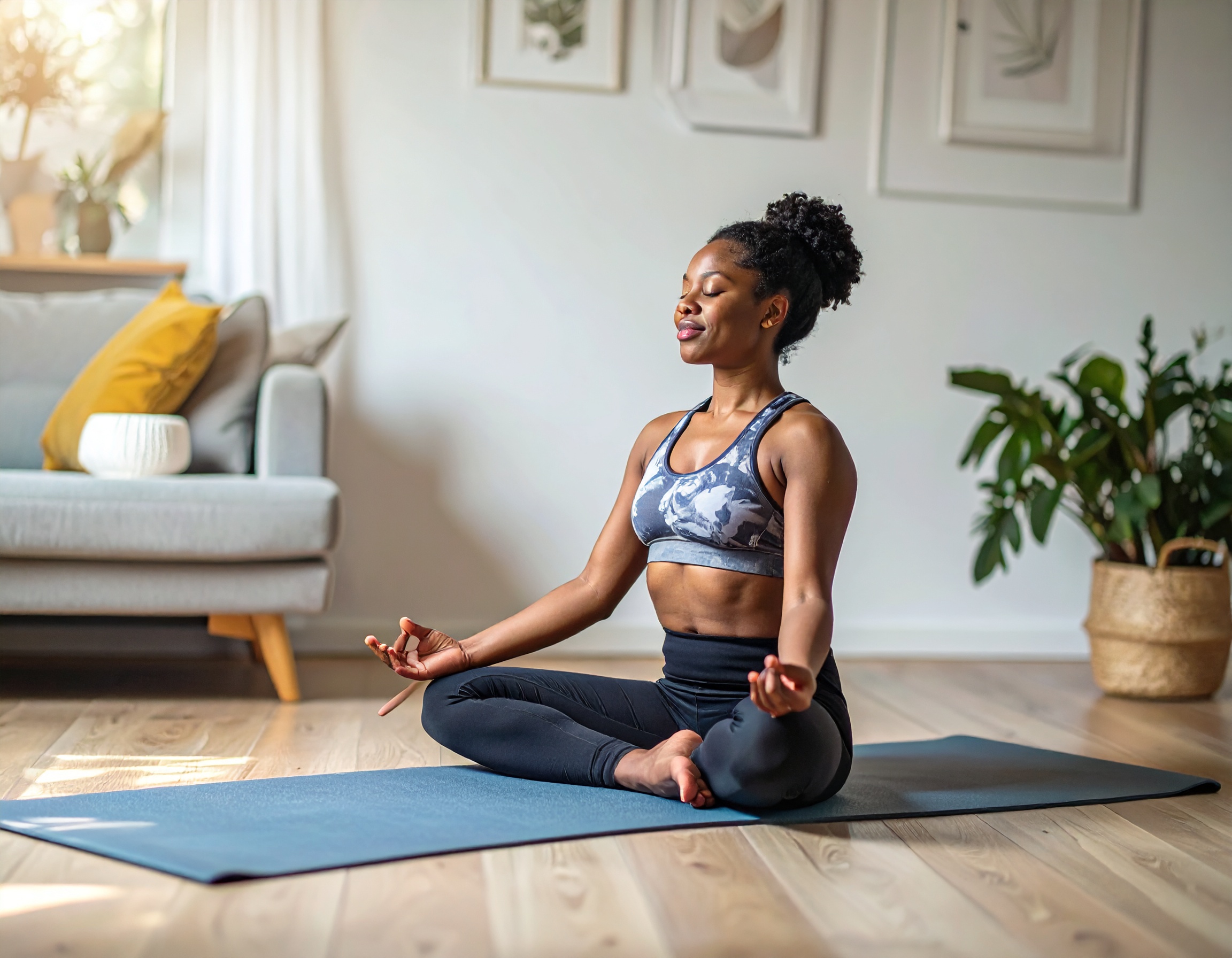 pratique du yoga à la maison par une maman