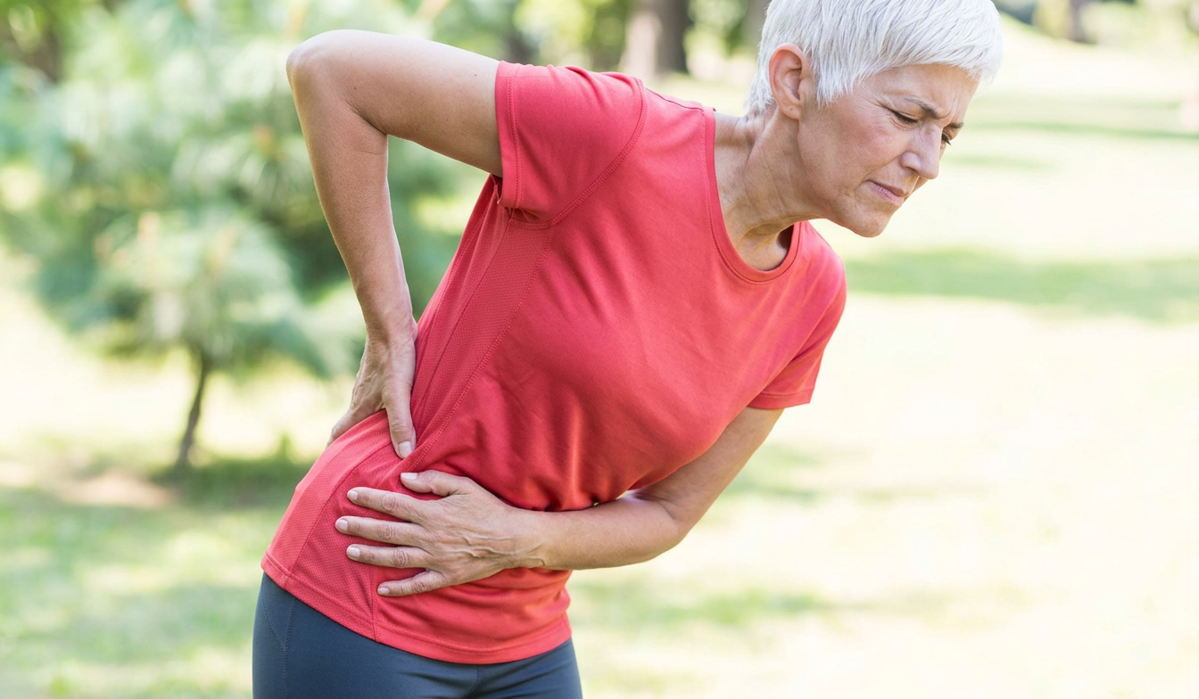 femme de 50 ans qui souffre de douleur au dos